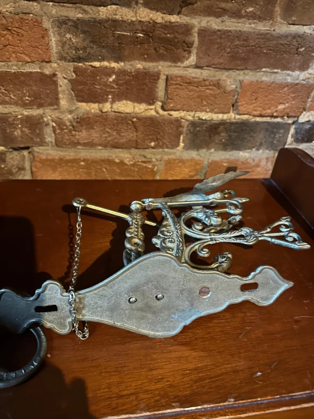 Antique English Victorian Brass Door Bell Hanger no bell